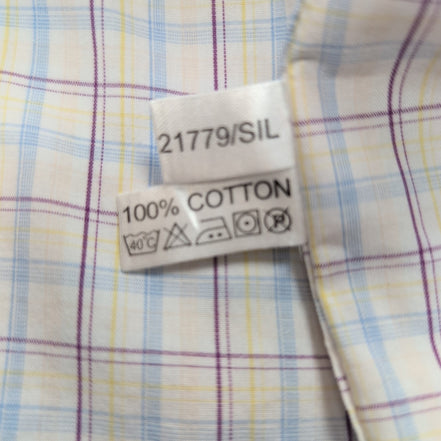 Chemise YVES SAINT LAURENT 100% Coton M Carreaux Logo Brodé Manches courtes