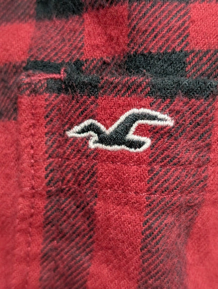 HOLLISTER Flanelle Épaisse Rouge Noir S Logo Brodé EE Boutons Gravés | 329S