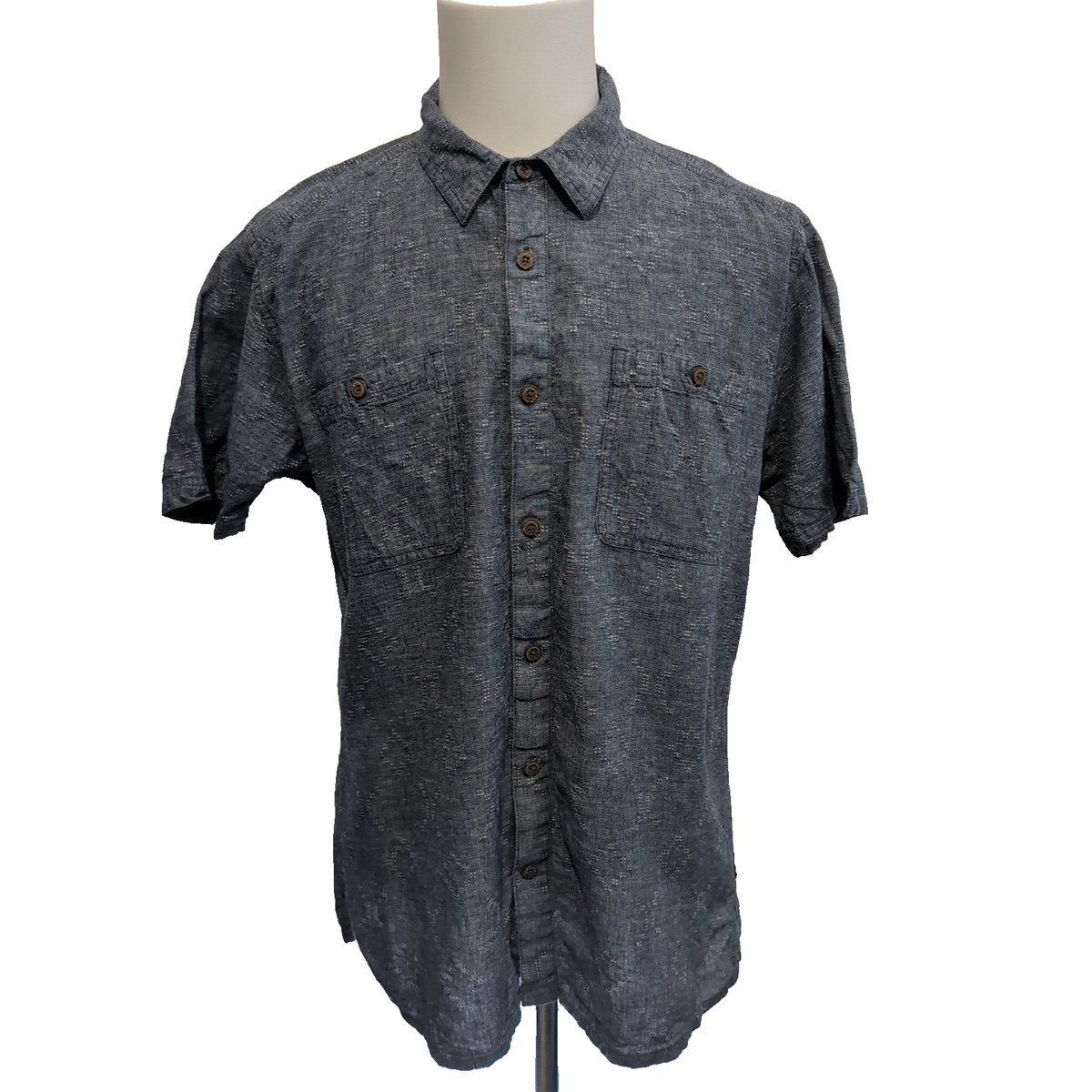 Chemise Patagonia L Bleu Marine Motifs Chanvre Coton Bio Manches Courtes