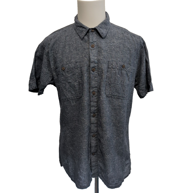 Chemise Patagonia L Bleu Marine Motifs Chanvre Coton Bio Manches Courtes