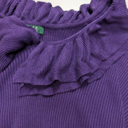 Pull LAUREN Ralph Lauren S violet 100% soie col à volants maille côtelée