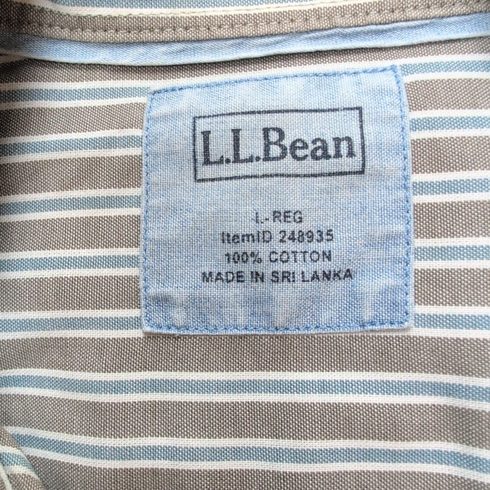 Chemise L.L. Bean marron à rayures manches courtes taille L #33e