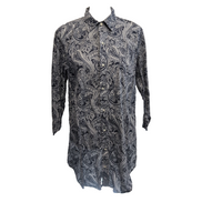 Lauren Ralph Lauren Chemise Femme M Bleu Marine Blanc Paisley Coton Manches 3/4