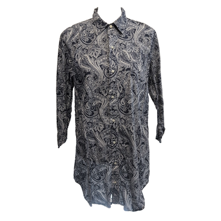 Lauren Ralph Lauren Chemise Femme M Bleu Marine Blanc Paisley Coton Manches 3/4