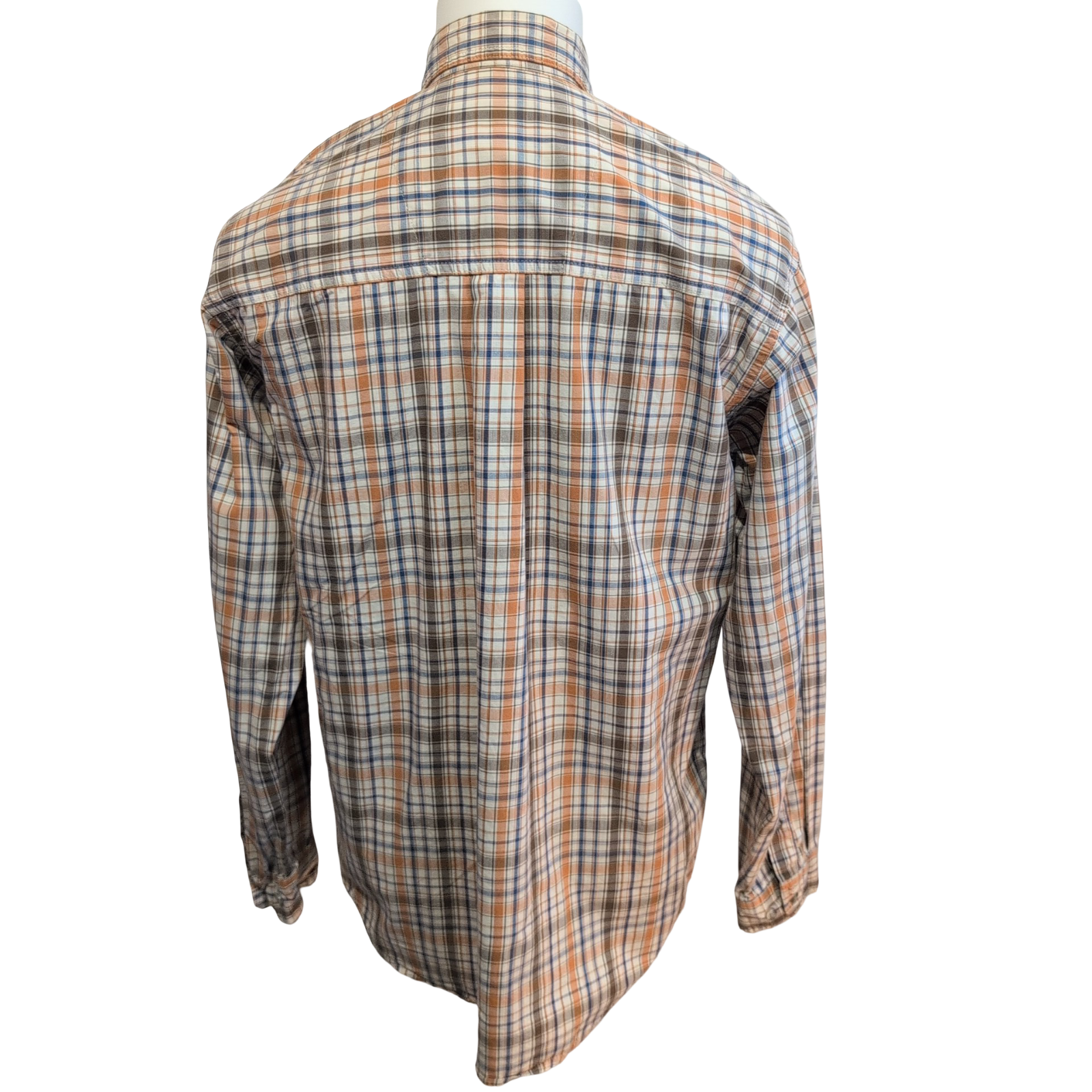 Chemise Wrangler Rugged Wear Orange Marron Carreaux Coton Manches Longues T.M