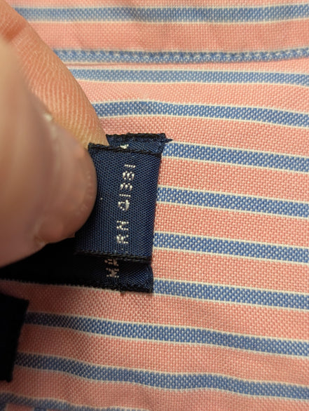 Chemise Polo Ralph Lauren Shirt Yarmouth L XL Oxford Rayée Rose Bleu Button Down