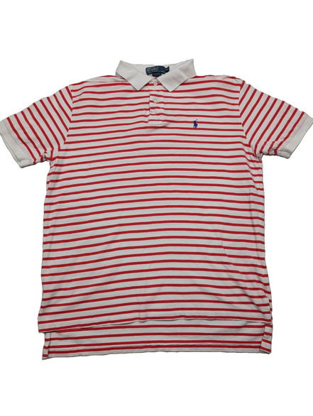 Polo manches courtes Polo Ralph Lauren XL blanc rayures rouges logo bleu