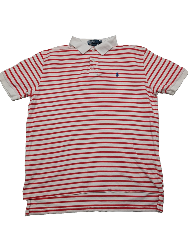 Polo manches courtes Polo Ralph Lauren XL blanc rayures rouges logo bleu