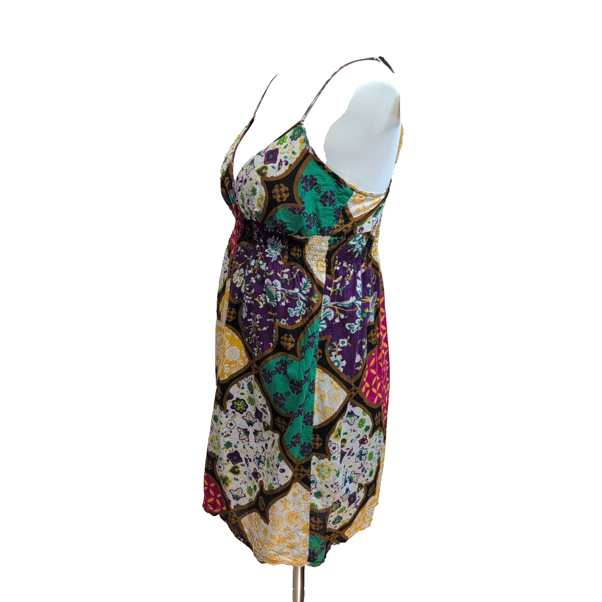 Robe d'Été Femme S Fine Bretelle Coton Fleurie Dos Élastiqué Vintage