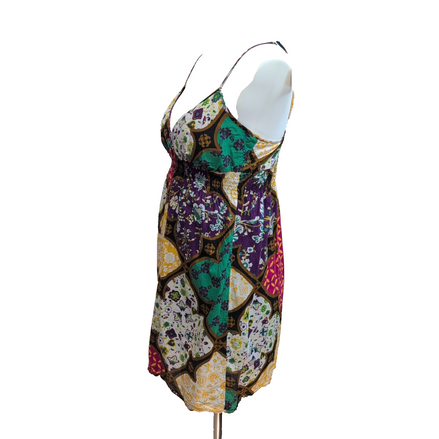 Robe d'Été Femme S Fine Bretelle Coton Fleurie Dos Élastiqué Vintage
