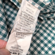 Chemise L.L.Bean M Verte Blanche Carreaux Manches Courtes 100% Coton