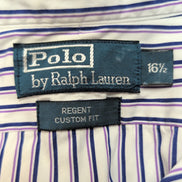Chemise Polo Ralph Lauren L/XL Regent Custom Fit Rayures Logo Violet