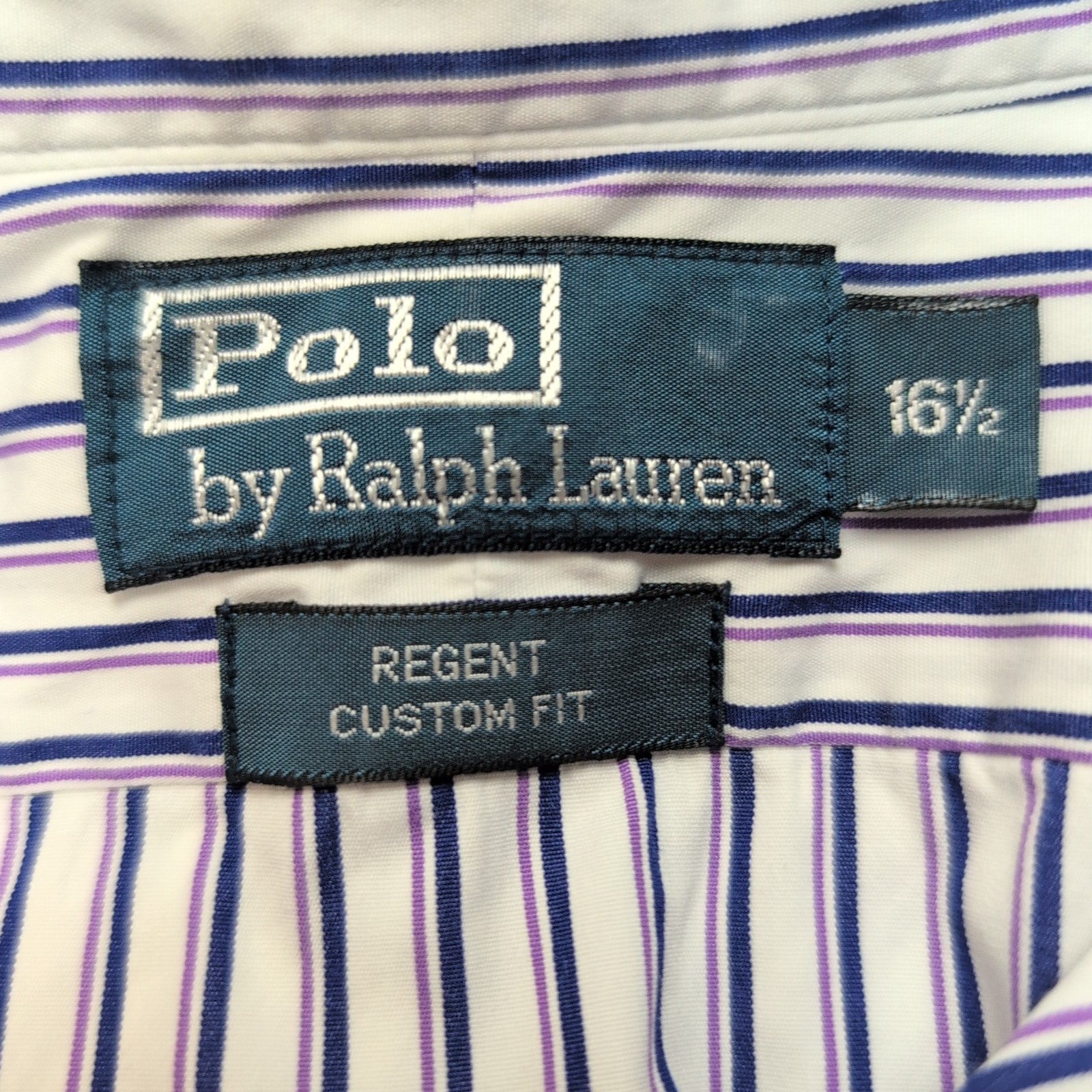 Chemise Polo Ralph Lauren L/XL Regent Custom Fit Rayures Logo Violet