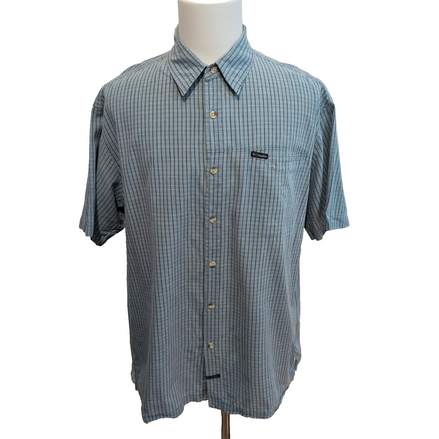 Chemise Columbia Vert Pâle Petits Carreaux Taille XL 100% Coton Manches courtes