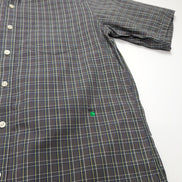 Chemise Eddie Bauer L Col Mao Gris foncé Carreaux Manches courtes Classic Fit