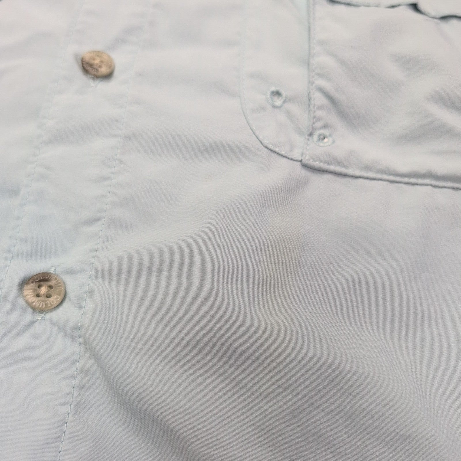 Chemise Columbia PFG nylon verte pastel uni poches manches longues taille M