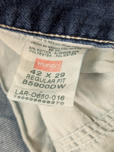 Jean Wrangler Homme Vintage Bleu W42 L29 Denim Pantalon Look Usé Distressed