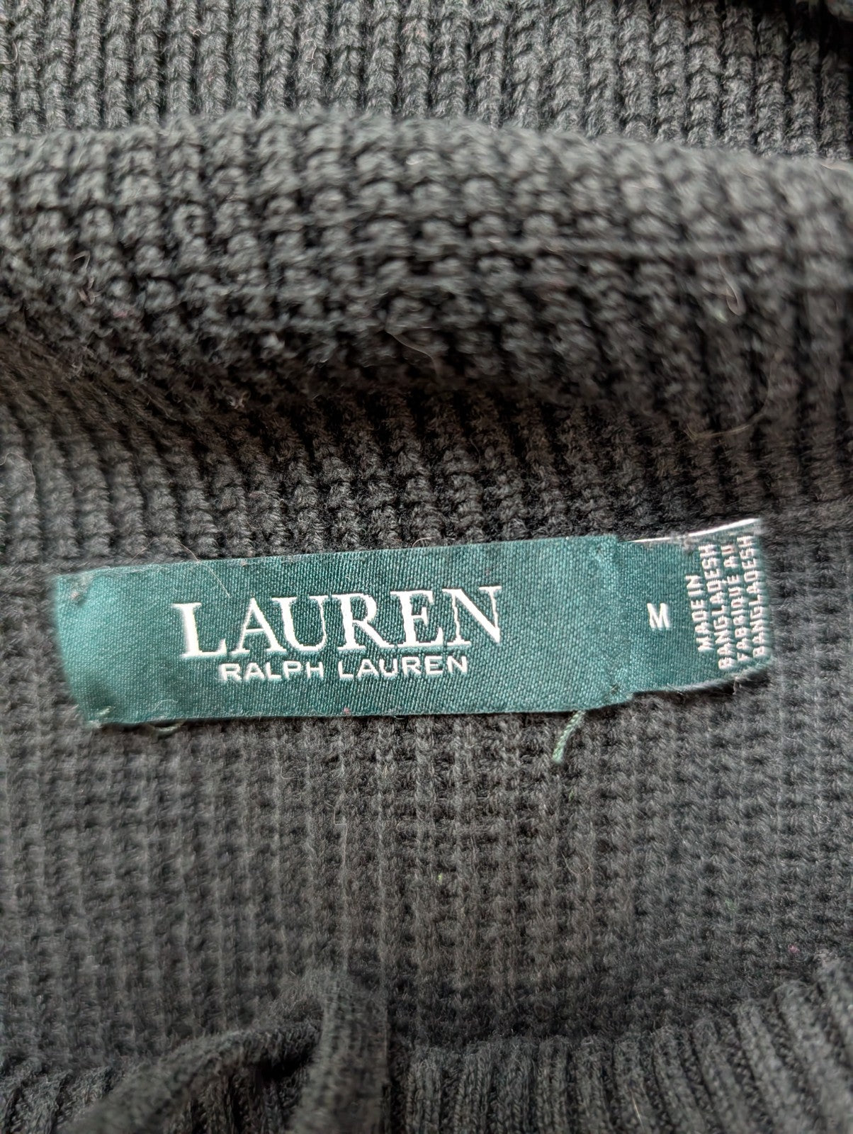 Pull Ralph Lauren (Lauren) Femme L Col Roulé Large Cordon Noir Plaque Logo 🏷️