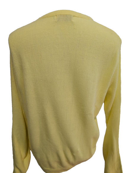 Pull Vintage IZOD Lacoste M jaune Made in USA acrylique col V logo brodé