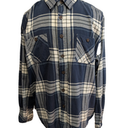 CHEMISE WRANGLER FLANELLE XXL CARREAUX BLEU MARINE VINTAGE Workwear