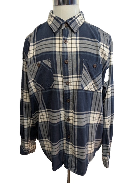 CHEMISE WRANGLER FLANELLE XXL CARREAUX BLEU MARINE VINTAGE Workwear