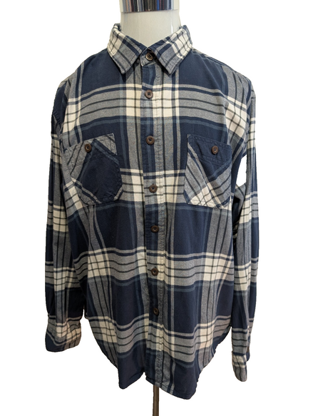 CHEMISE WRANGLER FLANELLE XXL CARREAUX BLEU MARINE VINTAGE Workwear