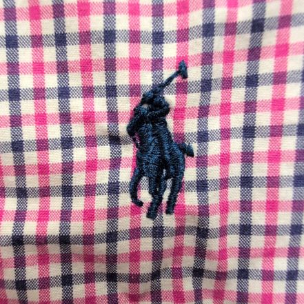 Chemise Ralph Lauren L Rose Bleu Carreaux Classic Fit Shirt Button Down Coton