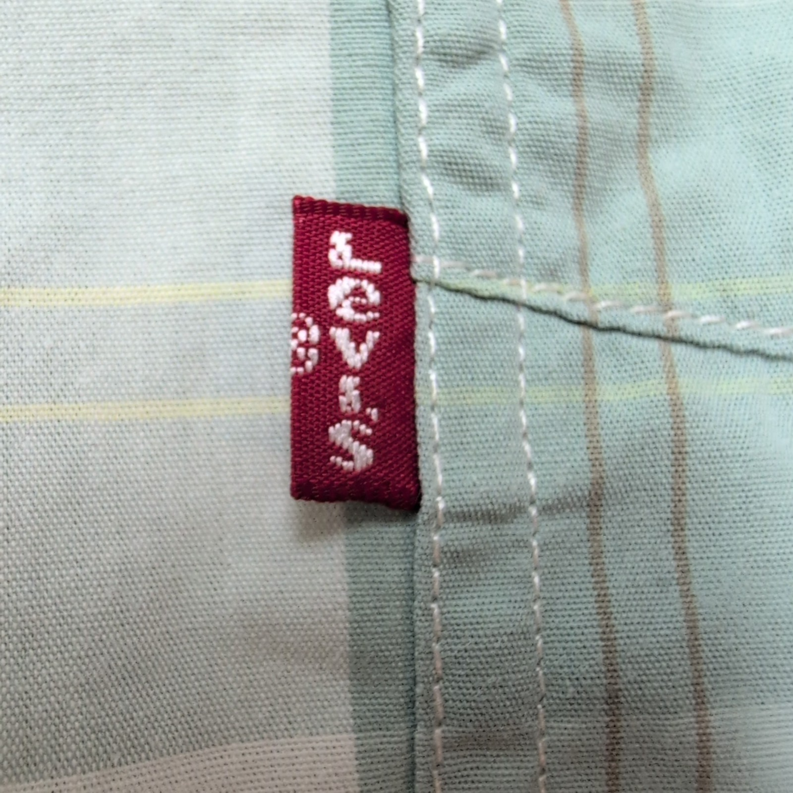 Chemise LEVI'S Homme XL Vert Pâle à Carreaux Manches Courtes Poche