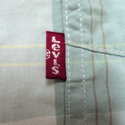 Chemise LEVI'S Homme XL Vert Pâle à Carreaux Manches Courtes Poche