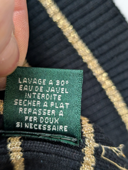 Pull Ralph Lauren (Lauren) Femme S Col Roulé Noir Doré Boutons Métal Chic 🏷️