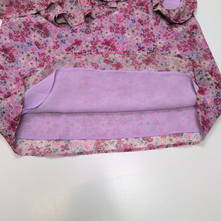 Haut Femme La Redoute Taille 40 Fleuri Rose Rouge Asymétrique Volants Neuf