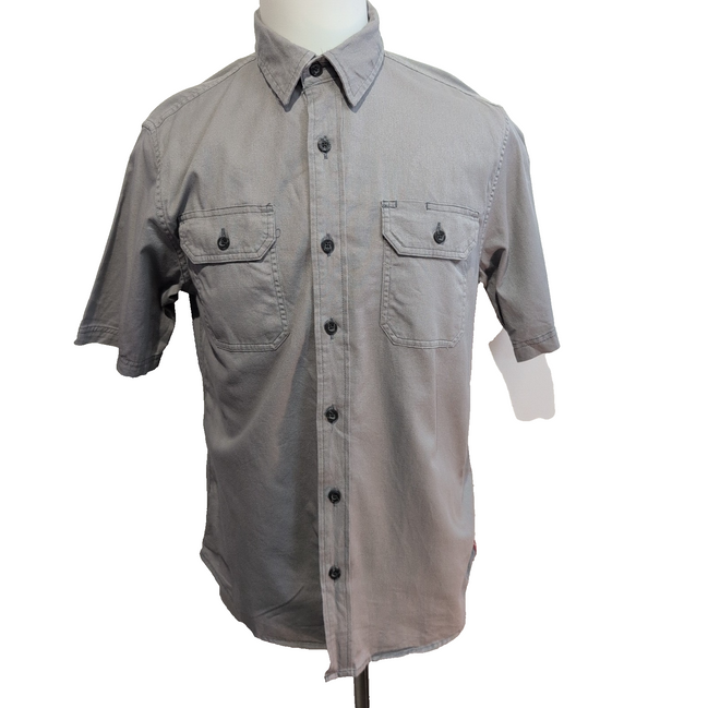 Chemise Wrangler Manches Courtes Grise à Poches Stretch Taille S