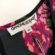 Robe Dancing Leopard T.XS Noire Fleurie Roses Manches 3/4 NEA