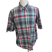 Chemise Nautica XXL Rouge Vert Carreaux 100% Coton Logo Manches Courtes