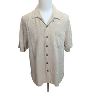 Chemise hawaïenne Jamaica Jaxx XL beige palmiers gaufrée 100% soie manches court