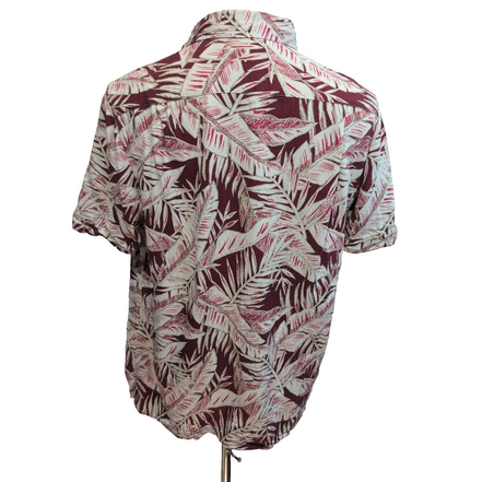Chemise Hawaïenne Tasso Elba Soie Rayonne Rouge Feuillage L