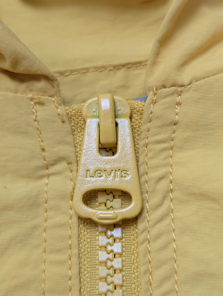 Blouson Levis Homme L Coupe-Vent Nylon Capuche Jaune Bleu Marine Veste Fine Neuf