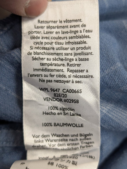 Chemise EDDIE BAUER T.TXL Velours Côtelé Carreaux Bleu Classic Fit Vtg