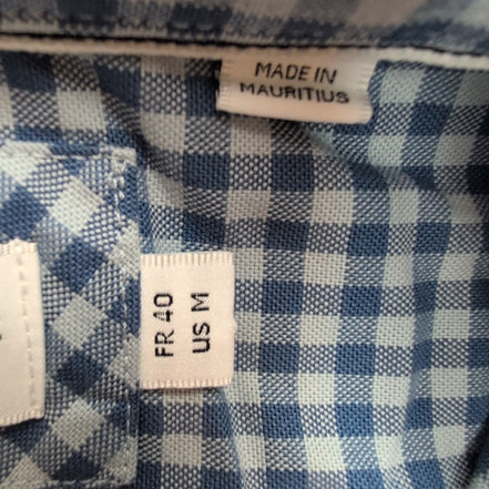 Chemise Lacoste 40 M Regular Fit Bleu Carreaux Coton Logo Brodé Poche