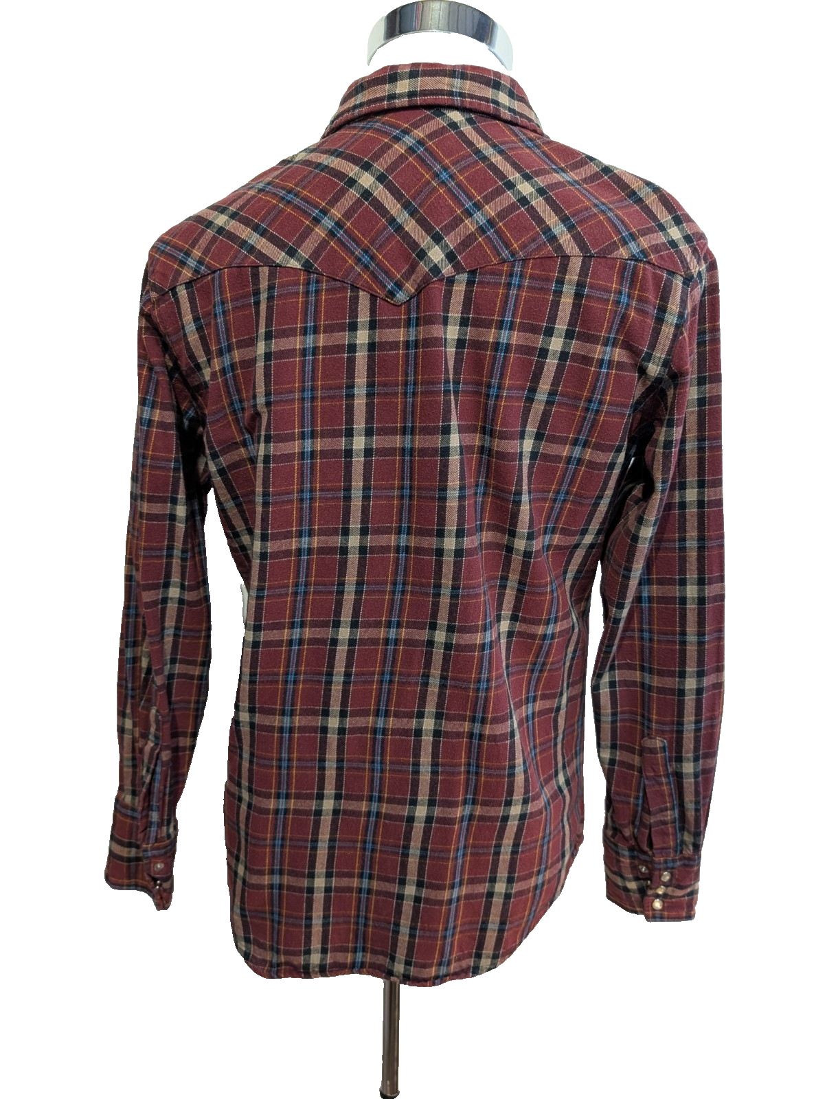 WRANGLER Chemise Flanelle Western Bordeaux Bleu M EE Boutons Pression | 328S