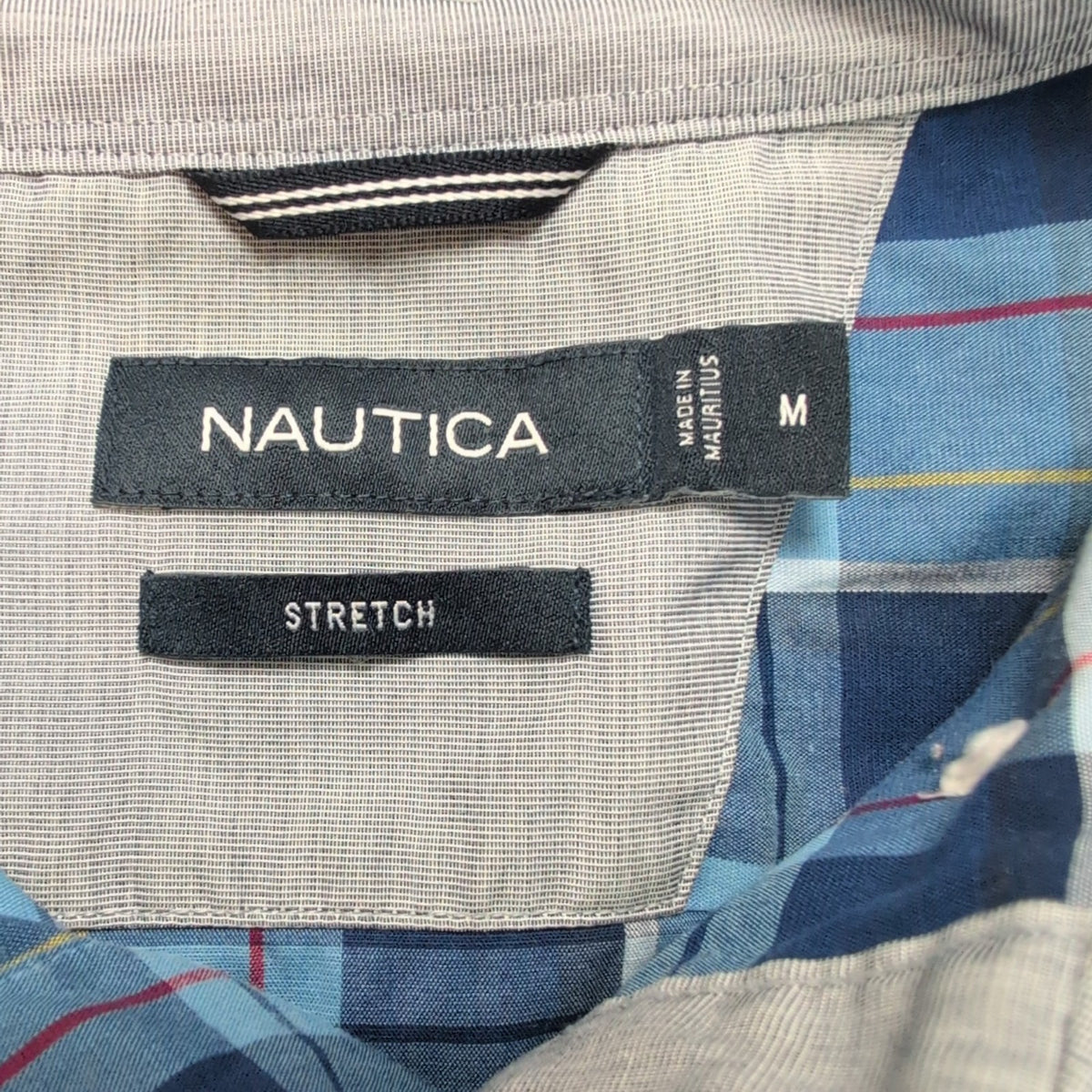 Chemise Nautica M Bleu Foncé Bleu Clair Carreaux Coton Stretch