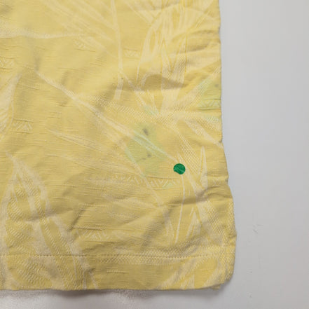 Chemise Hawaïenne Caribbean Joe XL Soie Jaune Pâle Feuillage Gaufré