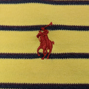 Polo manches courtes Polo Ralph Lauren M jaune rayures marine logo rouge coton