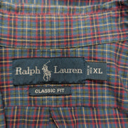 Ralph Lauren Chemise Homme XL Bleu Rouge Tartan Manches Longues Classic Fit