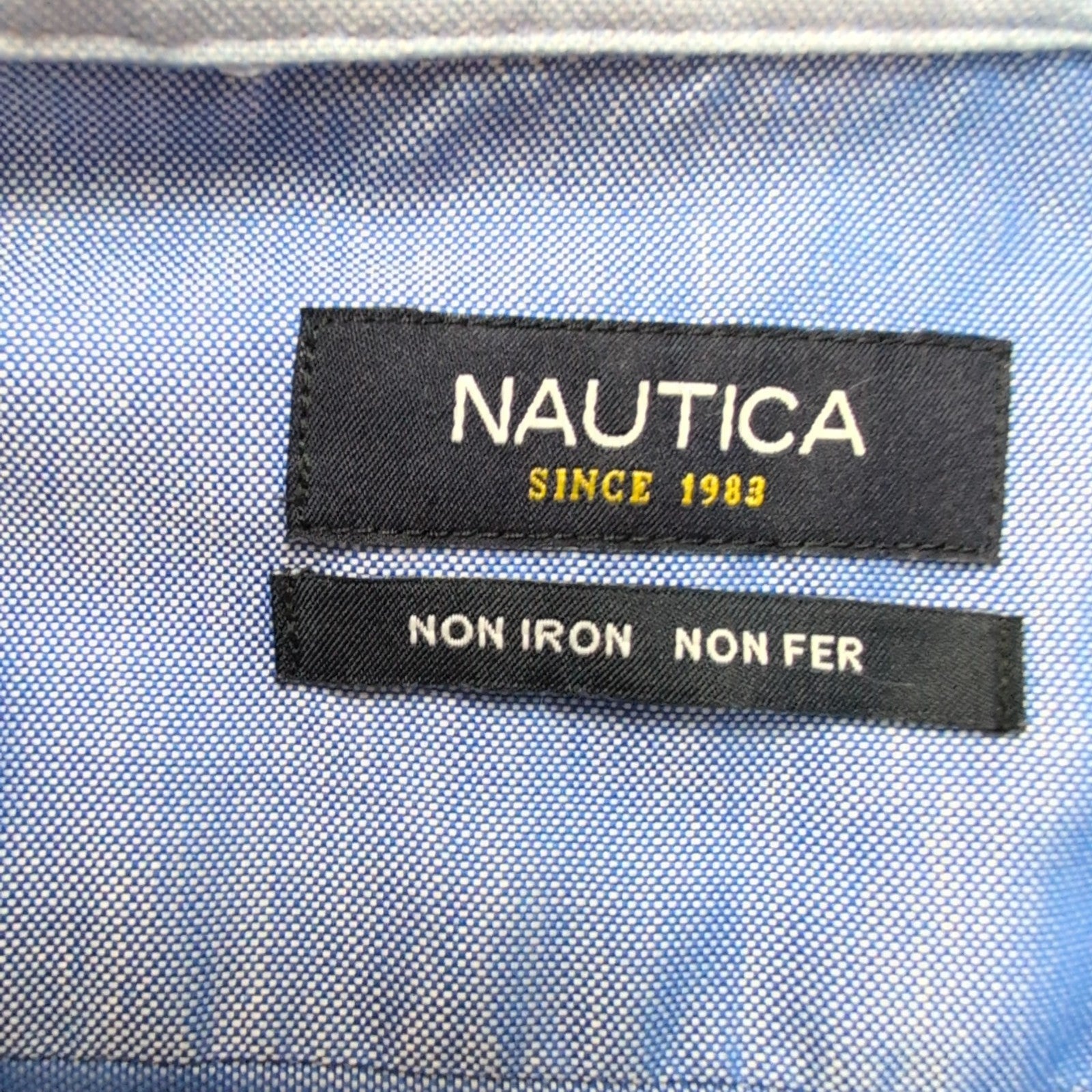 Chemise Nautica Bleu Uni 100% Coton Vintage Taille L Manches Longues