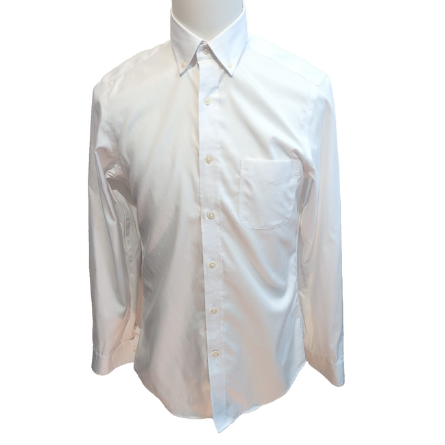 Chemise Land's End Slim Fit M Supima Pinpoint Blanche 100% Coton Homme