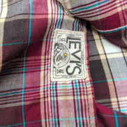 Chemise western rouge à carreaux boutons pression nacrés marbrés Taille L
