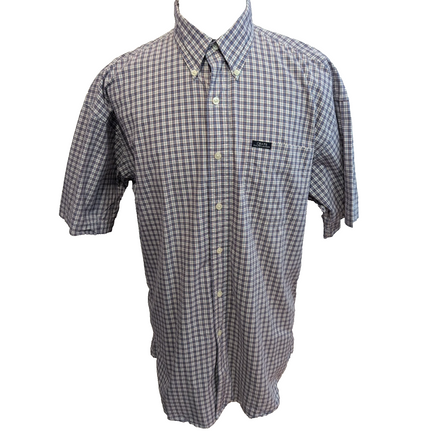 Chemise Chaps Ralph Lauren Carreaux Violet / Bleu Taille L Manches courtes Poche