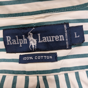 Ralph Lauren Chemise Vintage L Rayures Vert Écusson Couronne