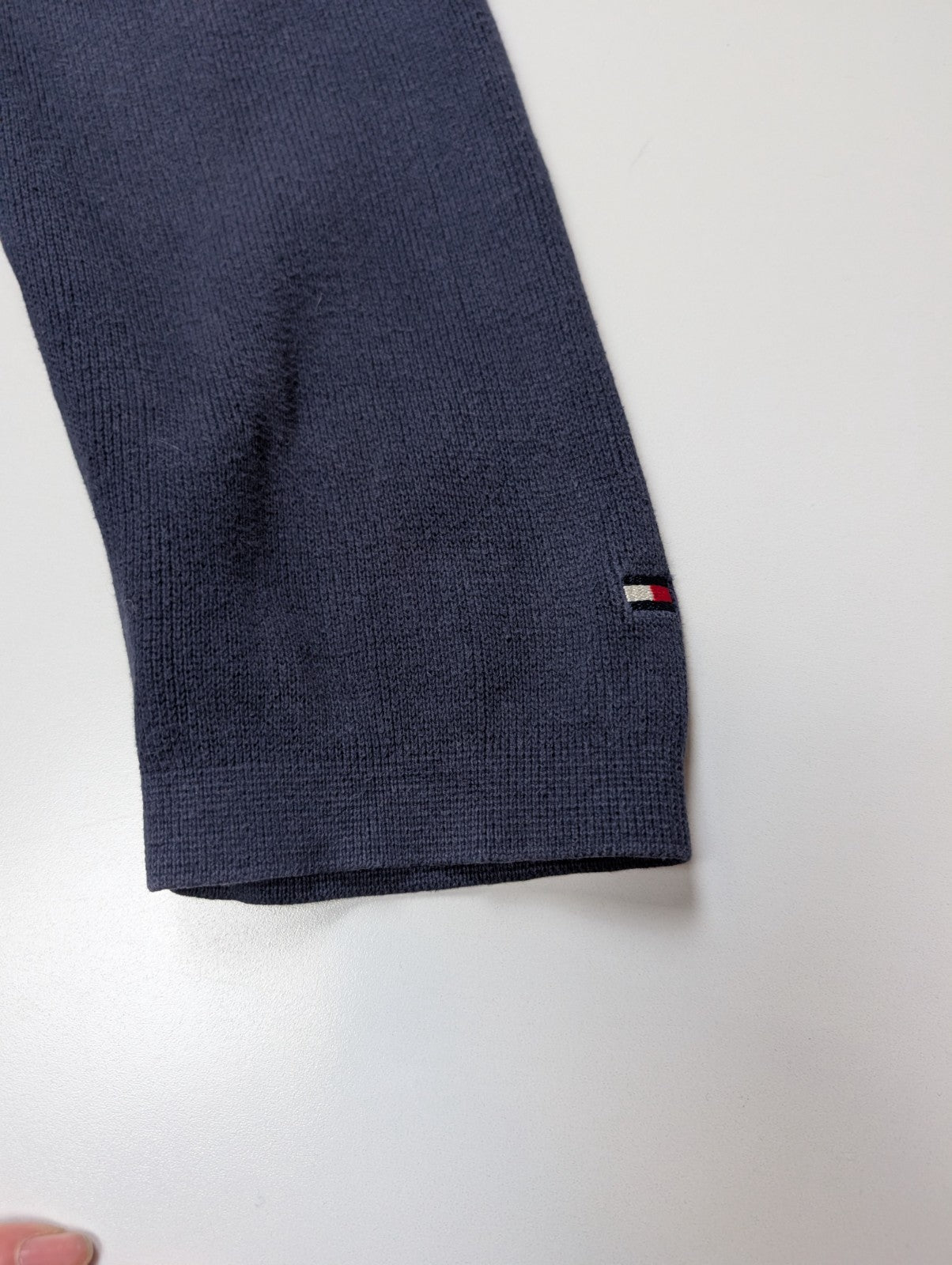 Pull Tommy Hilfiger vintage rare bleu marine col zippé poches homme taille L